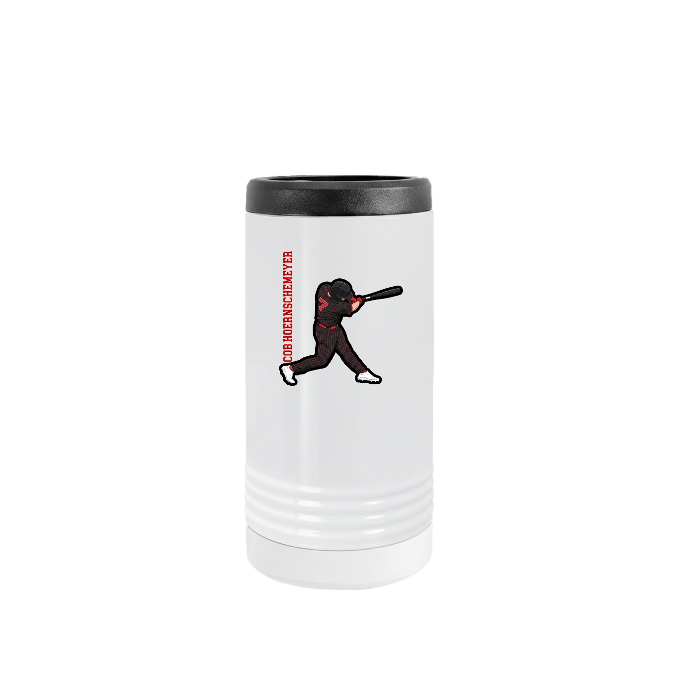 Slim Beverage Holder — Name Vertical in White