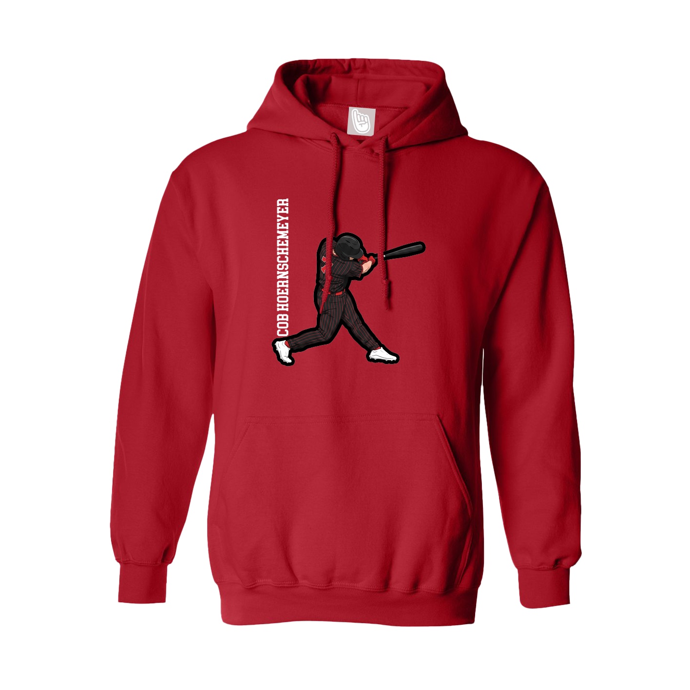Hoodie — Name Vertical in Red