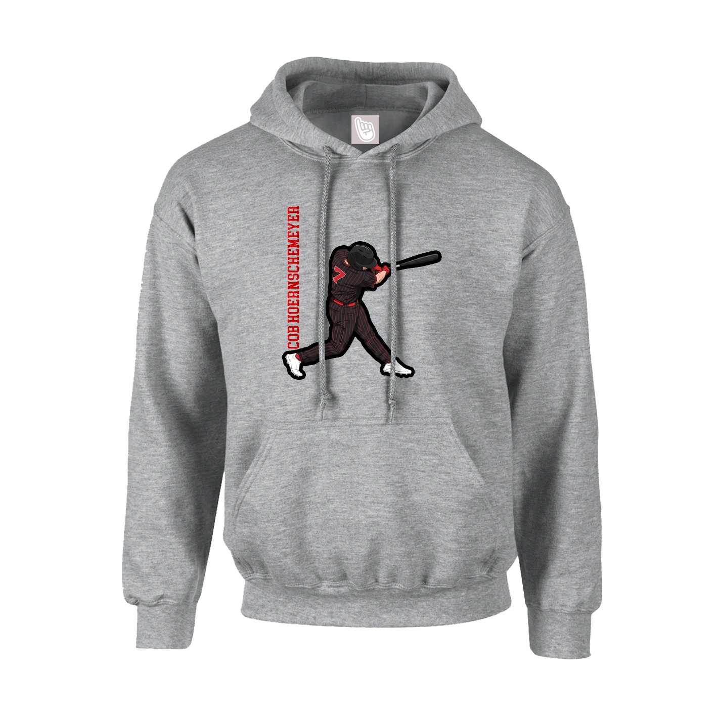 Youth Hoodie — Name Vertical in Grey