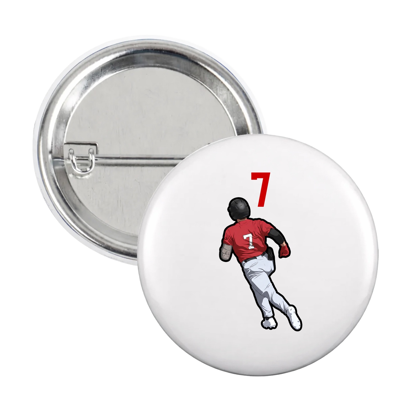 Game Day Button — Number Top in White
