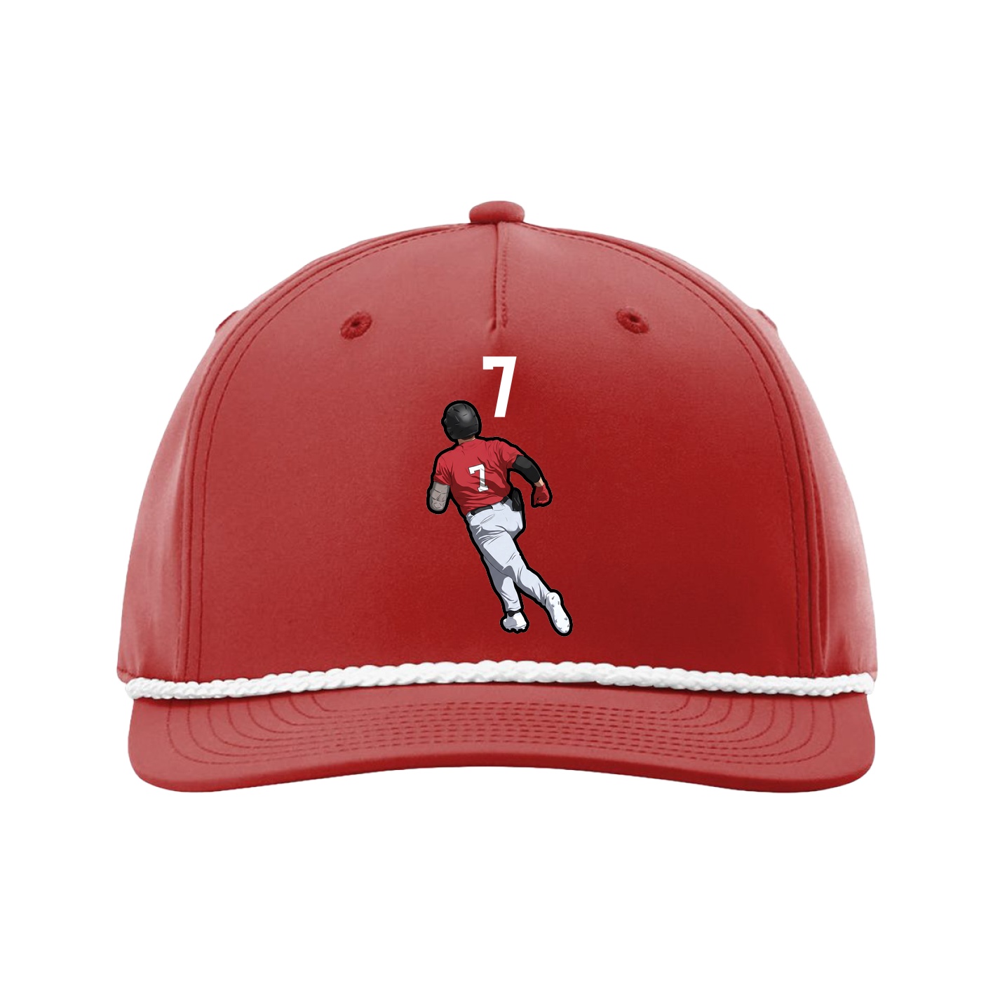 Five-Panel Classic Rope Cap — Number Top in Red