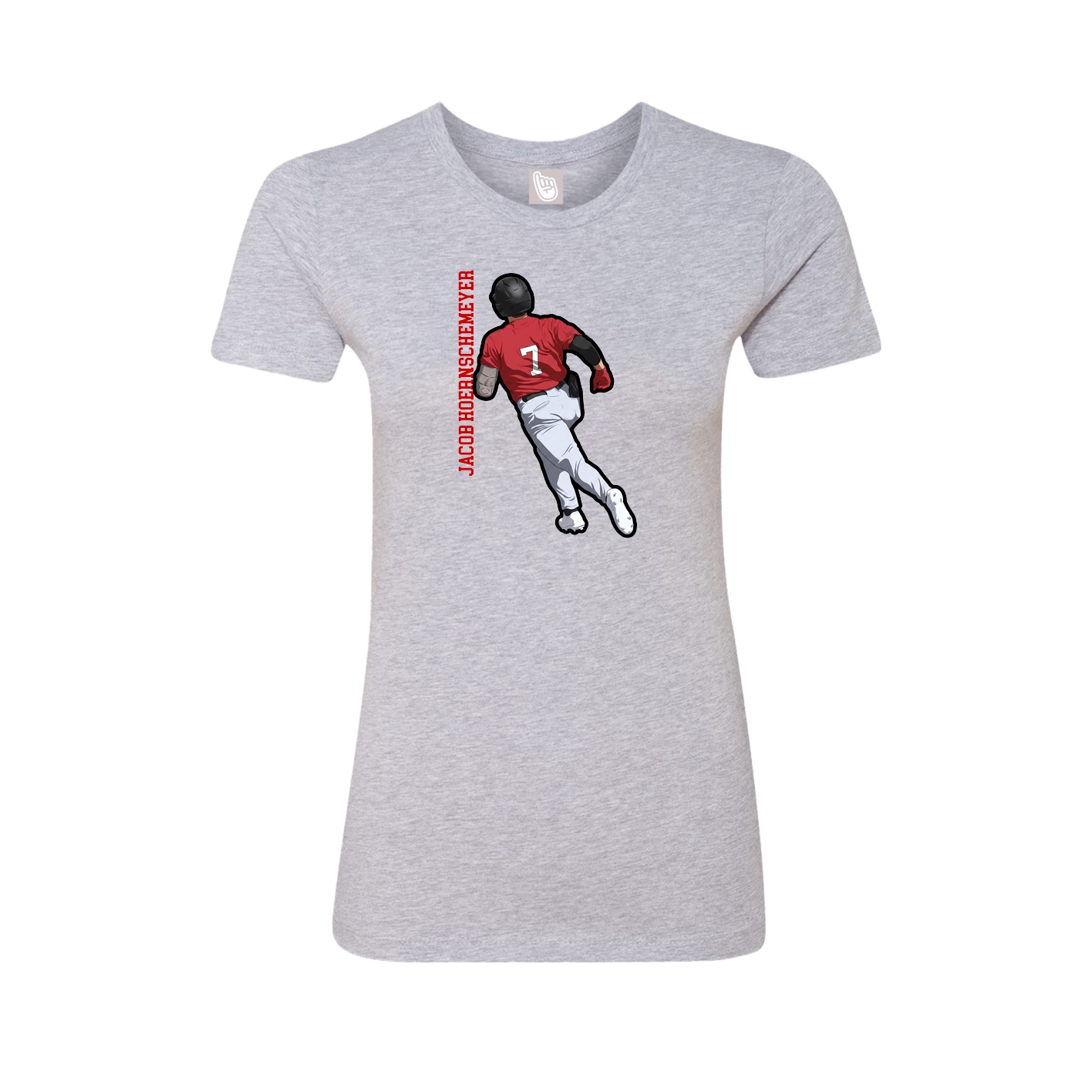 Womens Tee — Name Vertical in Grey