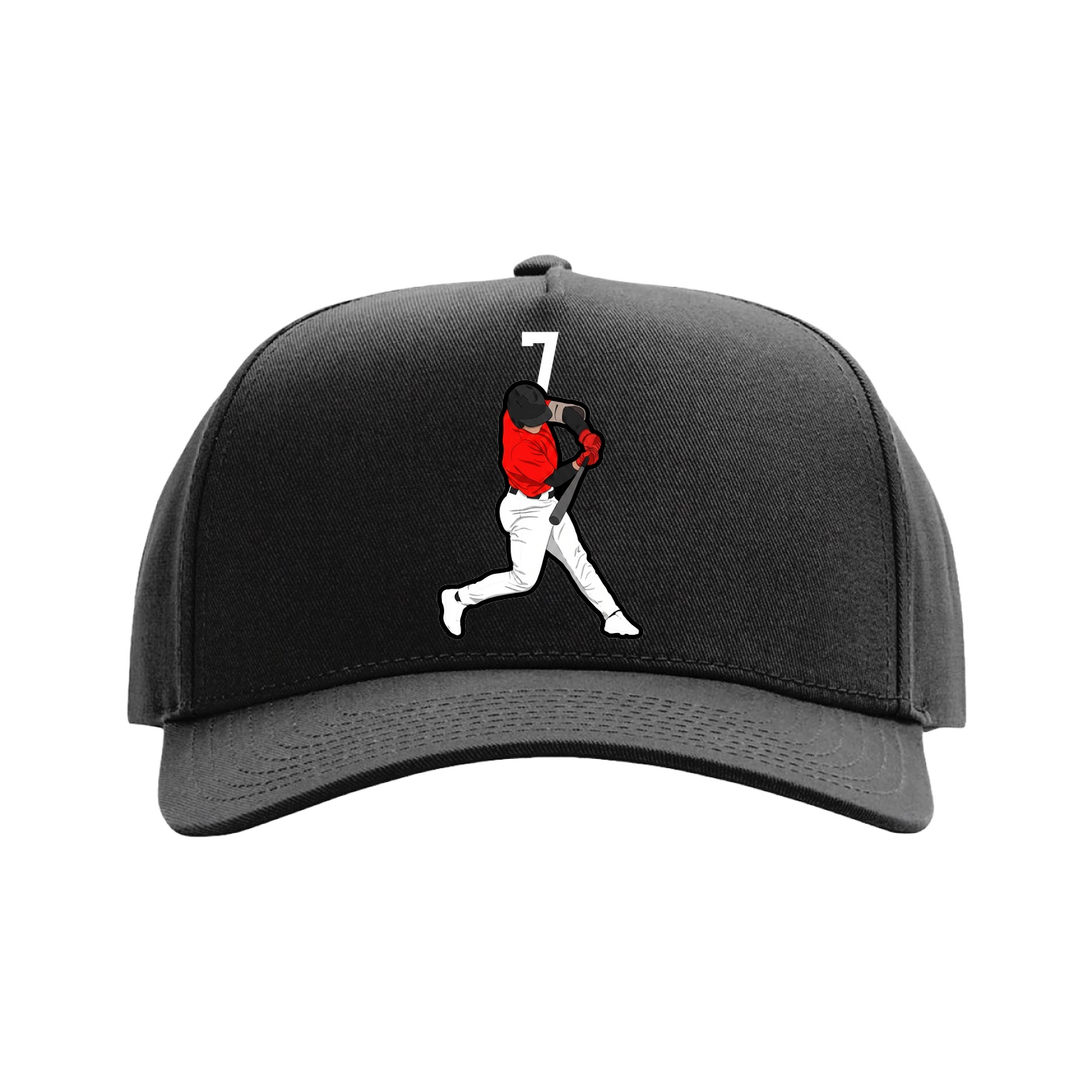 Full Fabric Five-Panel Champ Cap — Number Top in Black