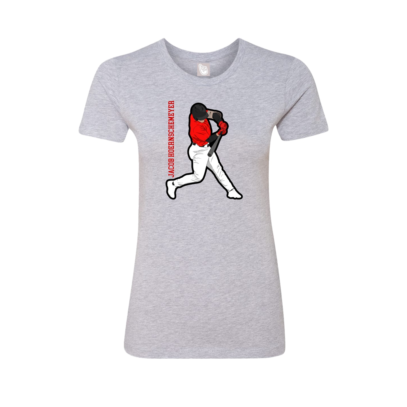 Fitted Women's Tee — Name Vertical in Grey