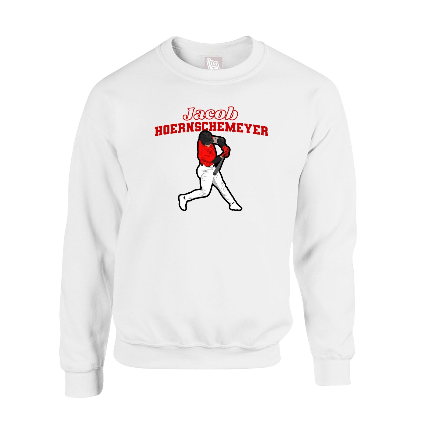 Fleece Crew — Name Arch in White