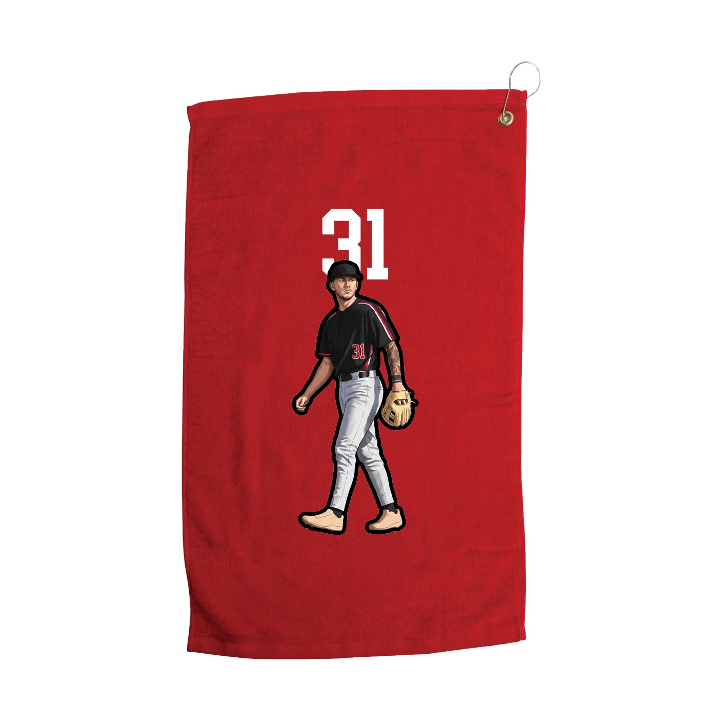 Golf Towel — Number Top in Red