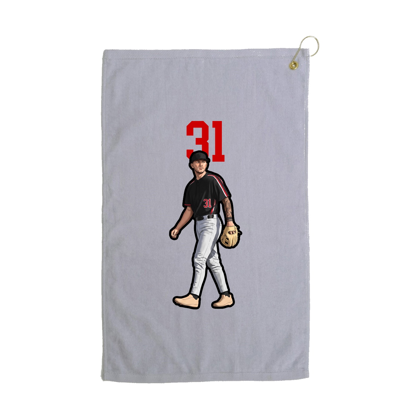 Golf Towel — Number Top in Grey