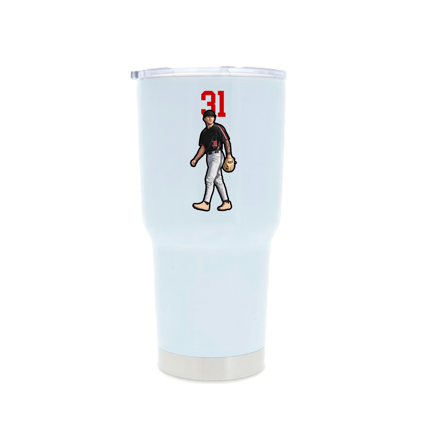 30oz Stainless Steel Tumbler — Number Top in White
