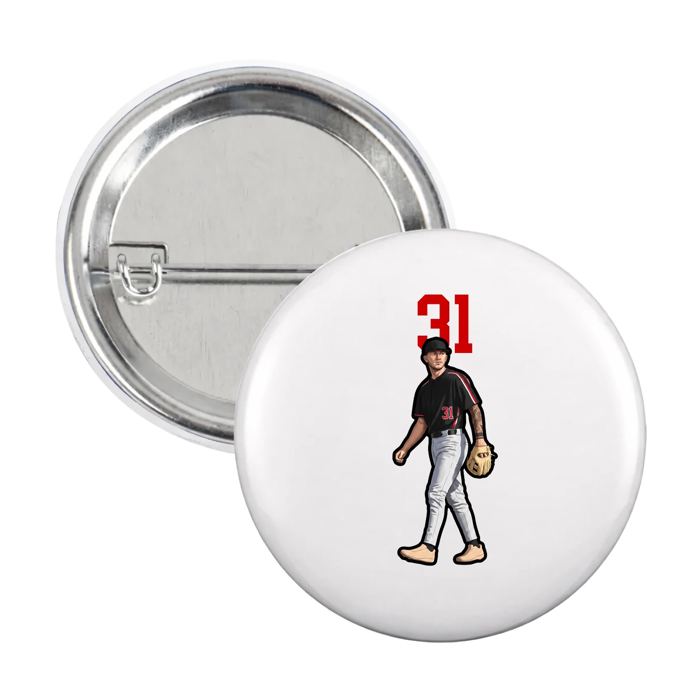 Game Day Button — Number Top in White