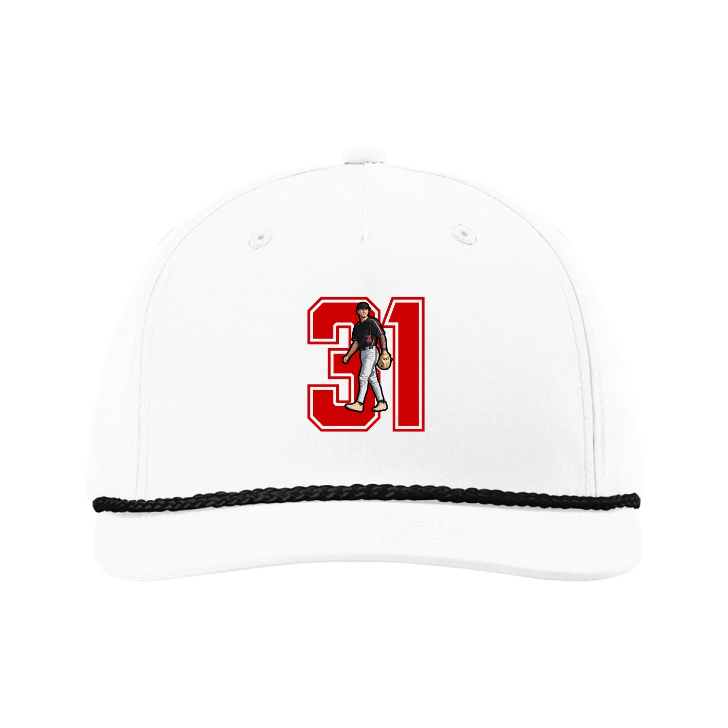 Five-Panel Classic Rope Cap — Number in White