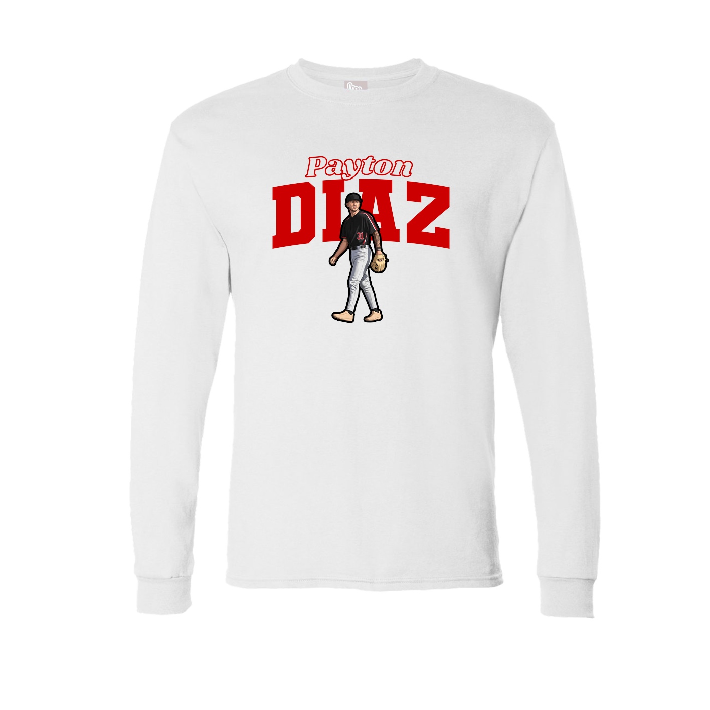 Long Sleeve Tee — Name Arch in White