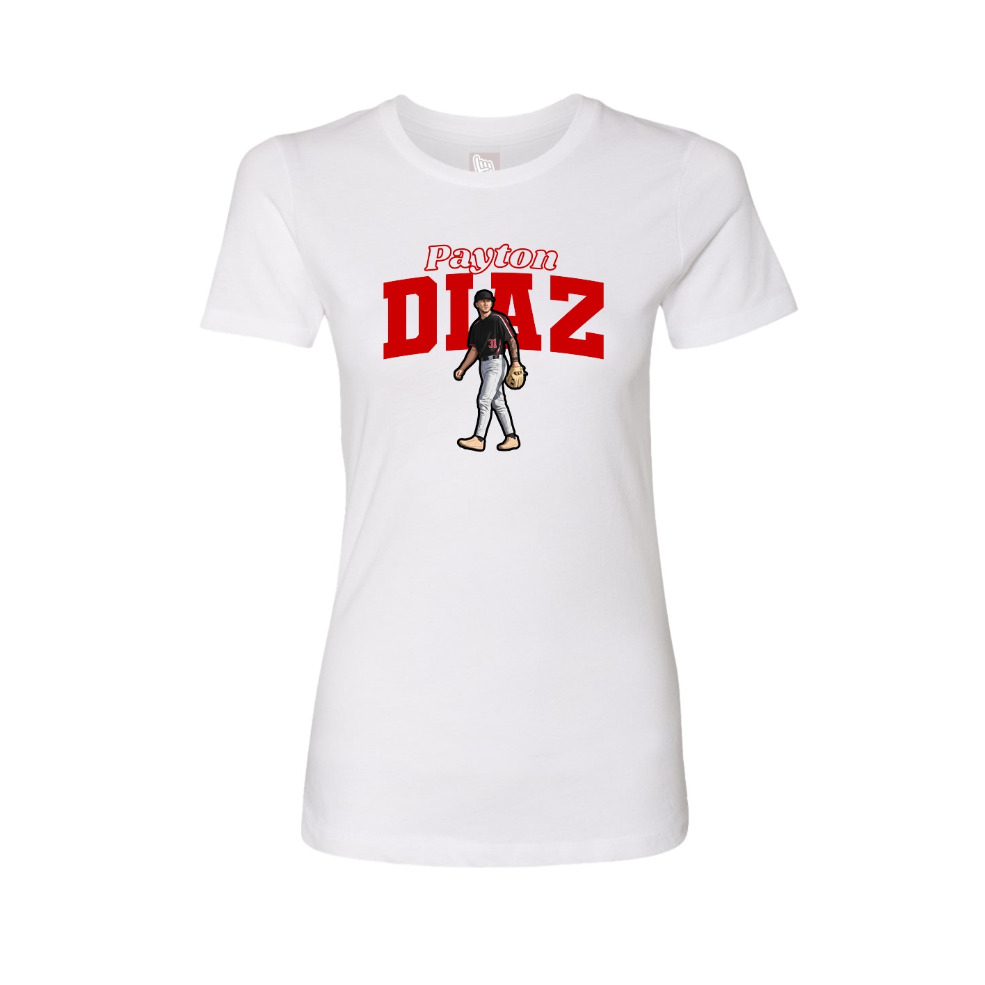 Womens Tee — Name Arch in White