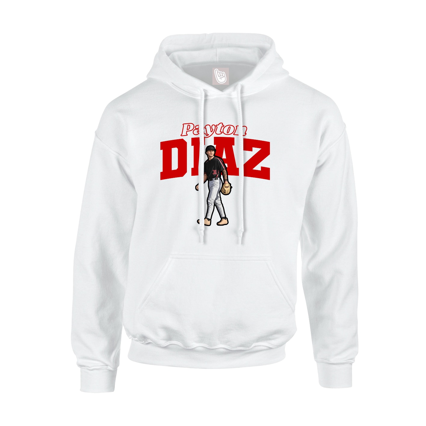 Youth Hoodie — Name Arch in White