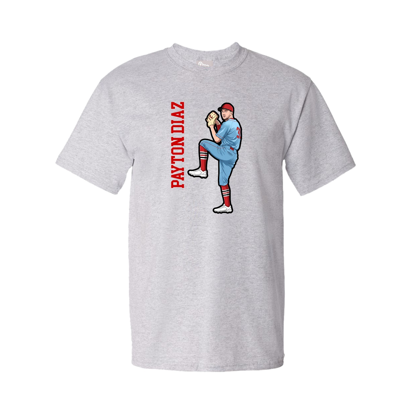 Youth Tee — Name Vertical in Grey