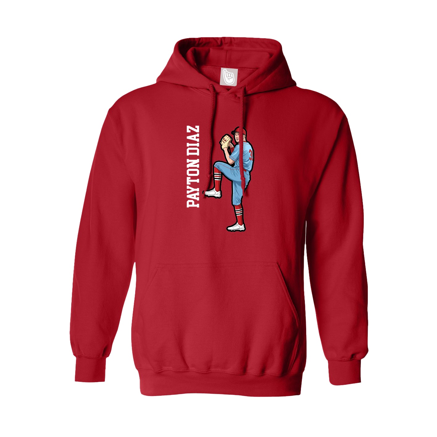 Hoodie — Name Vertical in Red