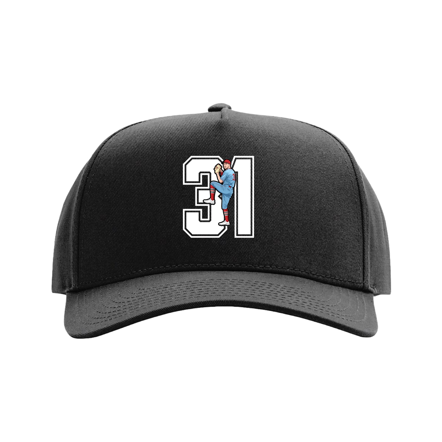 Full Fabric Five-Panel Champ Cap — Number in Black