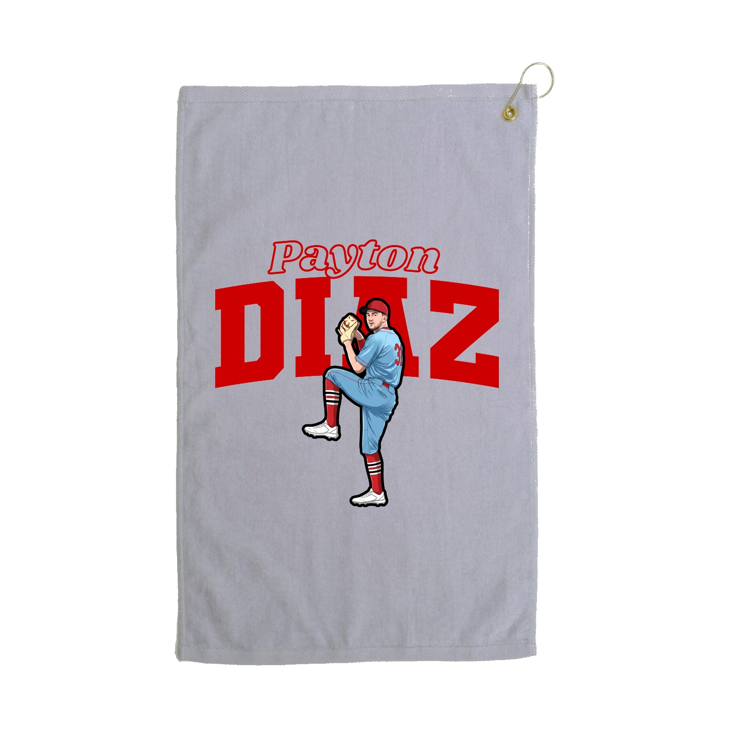 Golf Towel — Name Arch in Grey