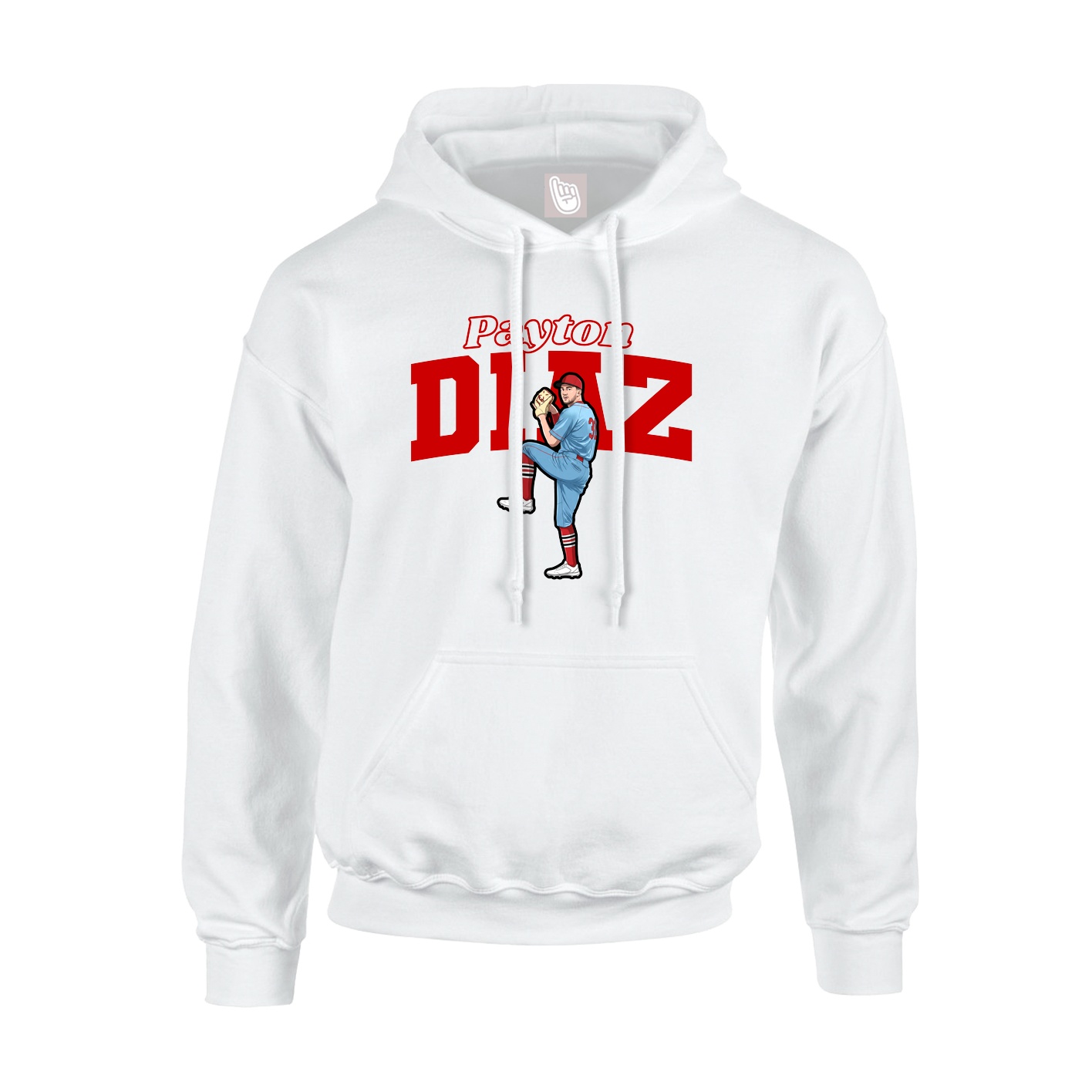 Youth Hoodie — Name Arch in White