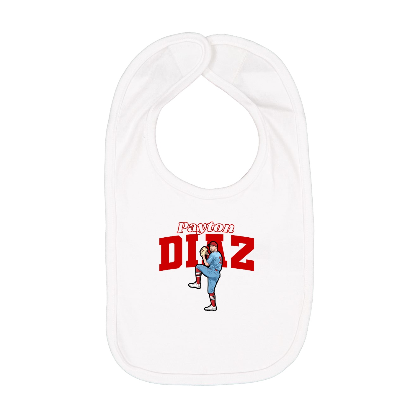 Infant Bib — Name Arch in White