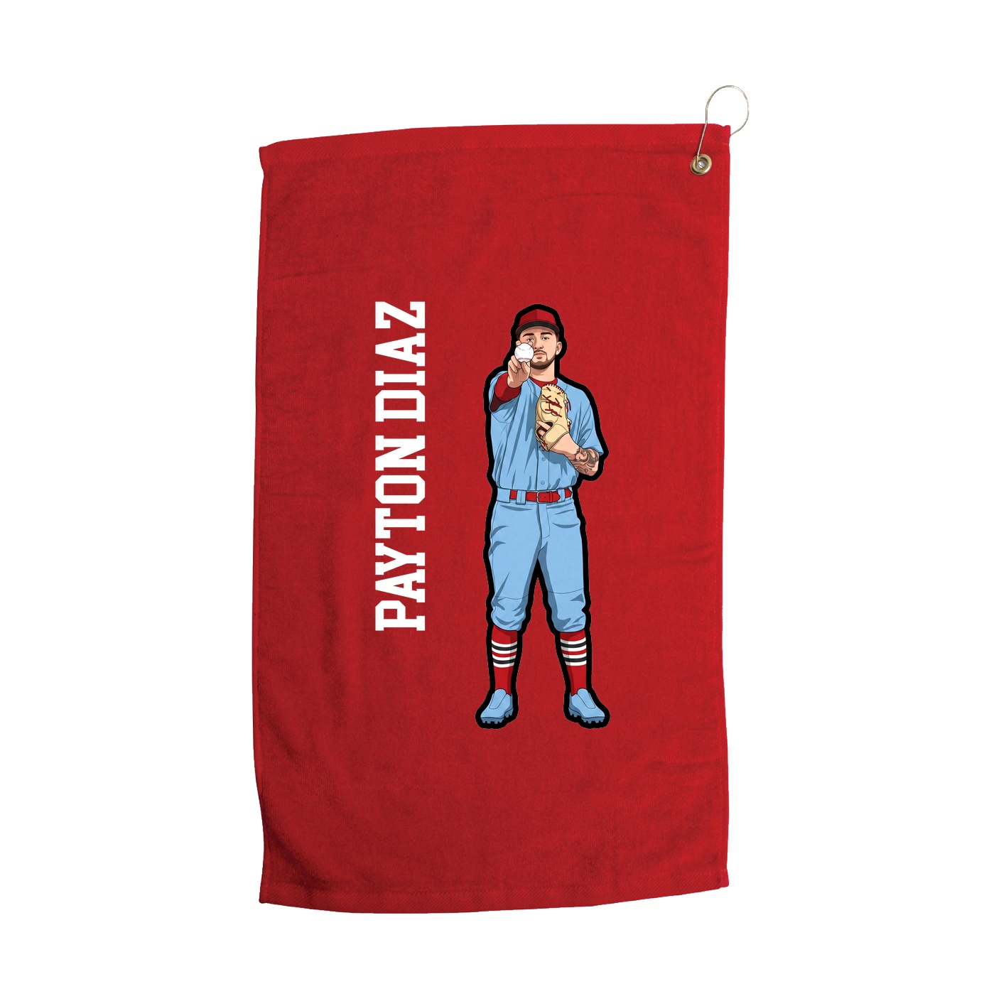 Golf Towel — Name Vertical in Red