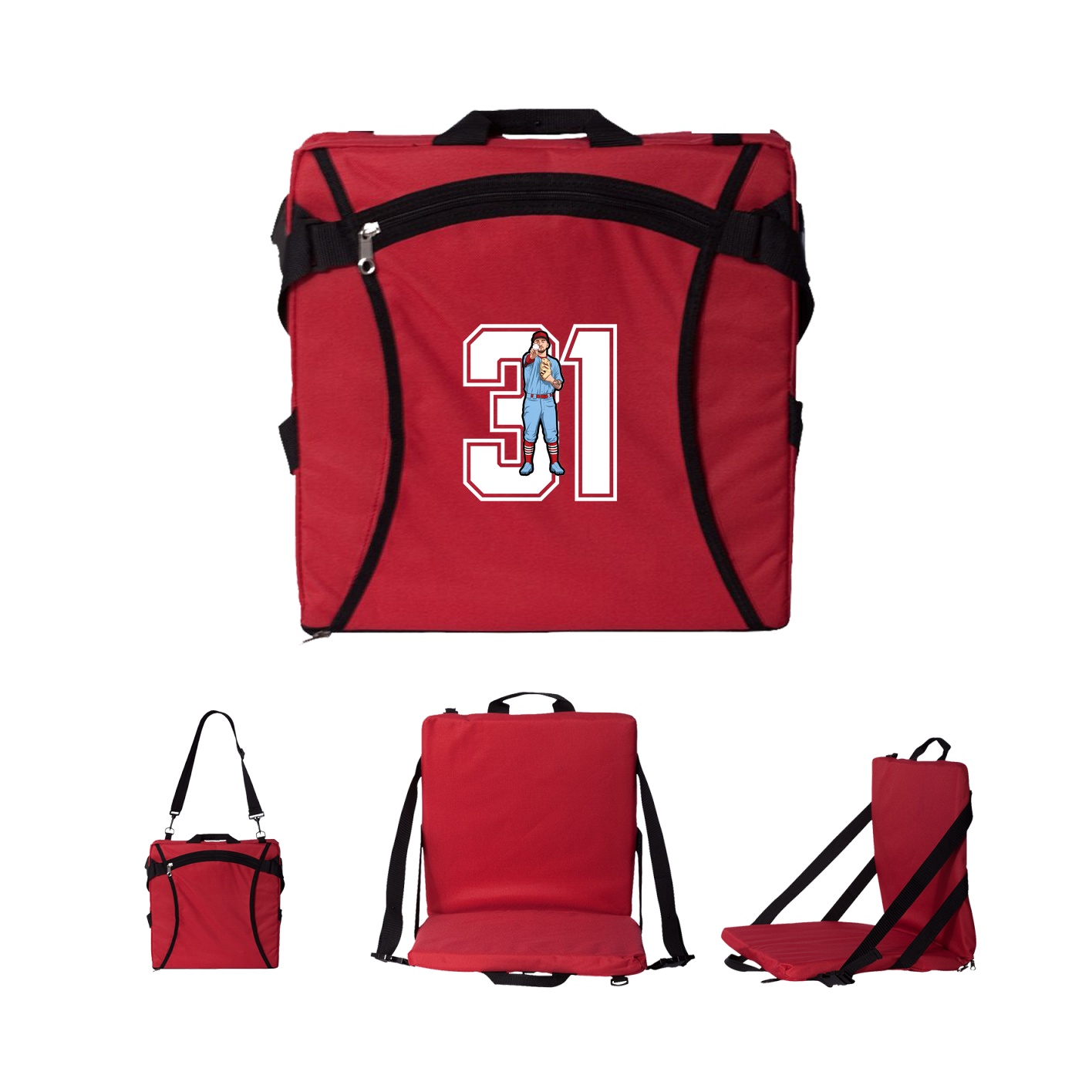 Folding Stadium Seat — Number in Red