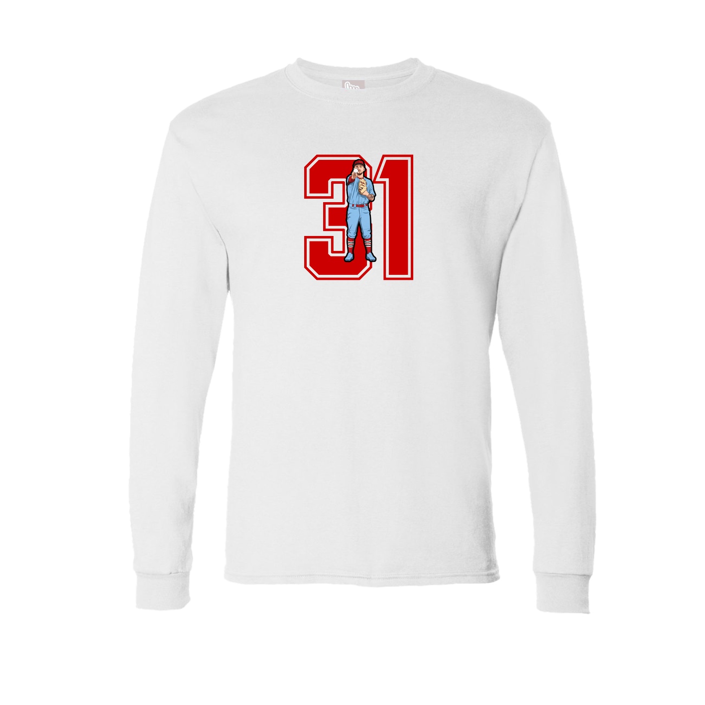 Long Sleeve Tee — Number in White