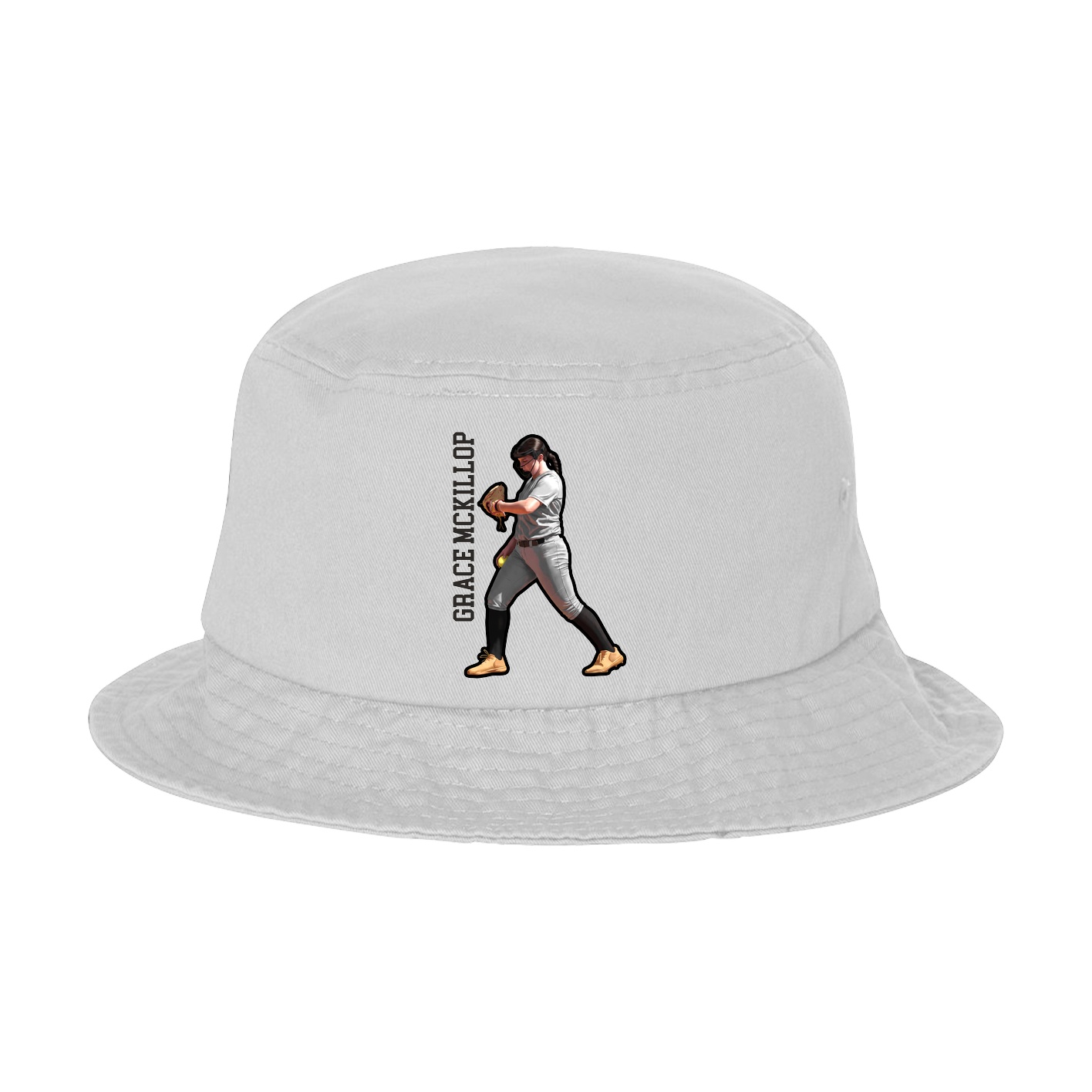 Bucket Cap — Name Vertical in White