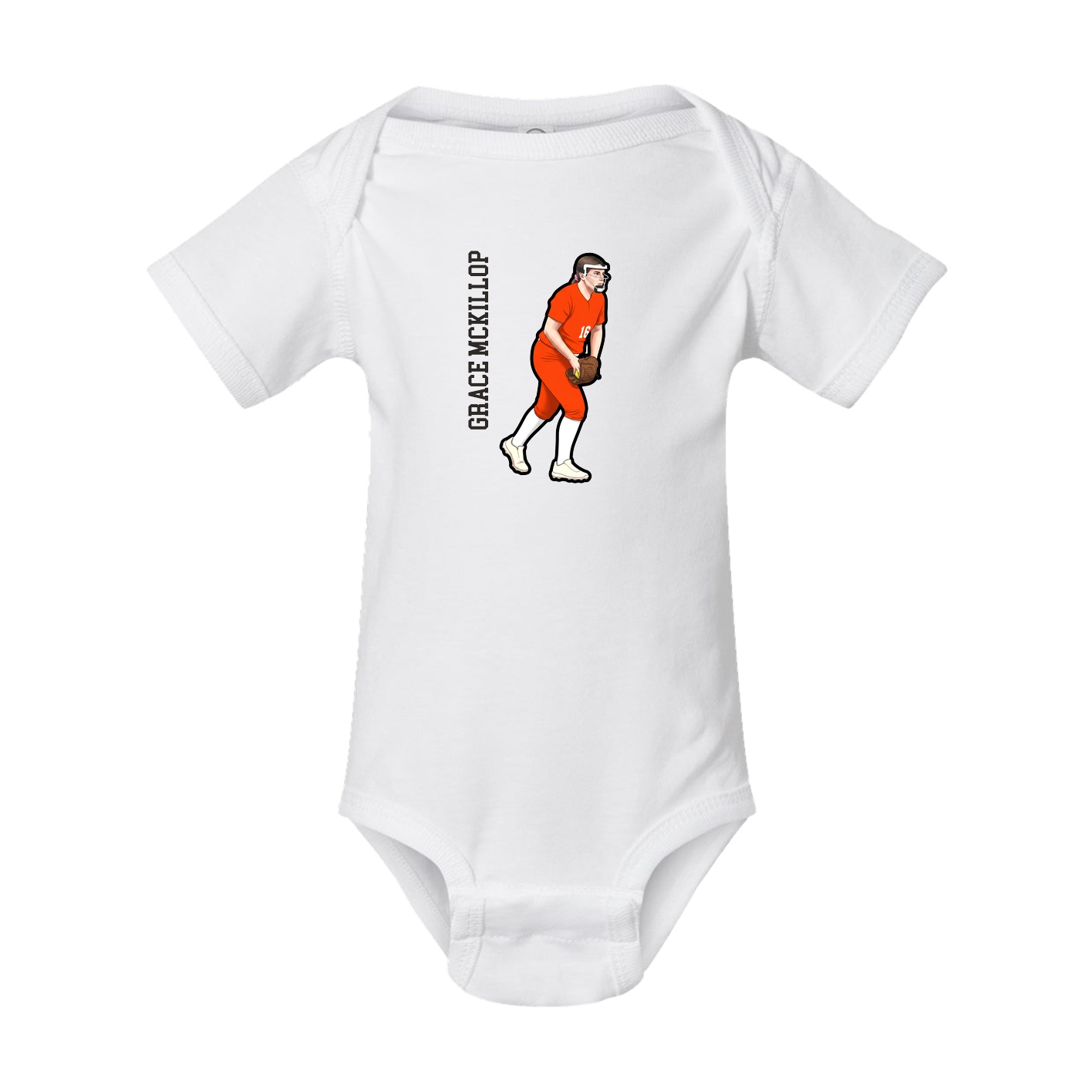 Baby Onesie — Name Vertical in White