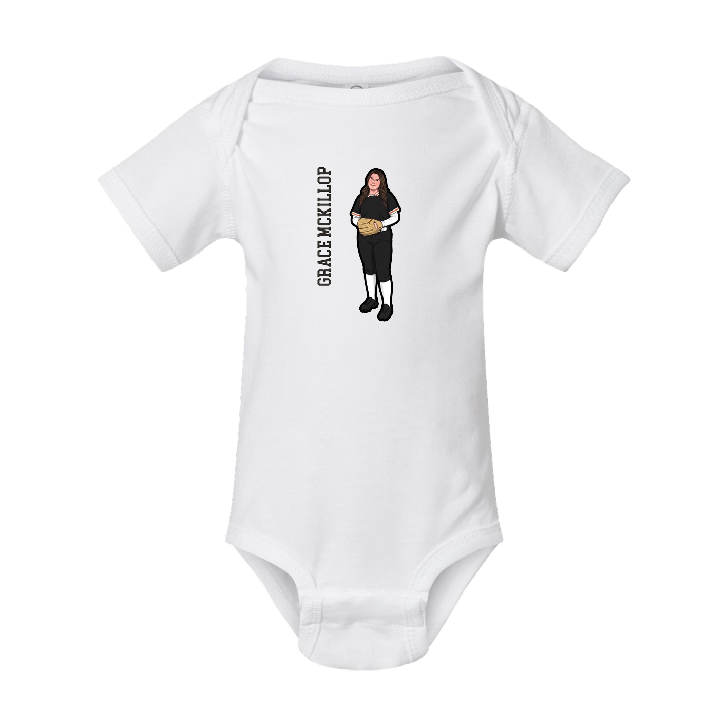 Baby Onesie — Name Vertical in White