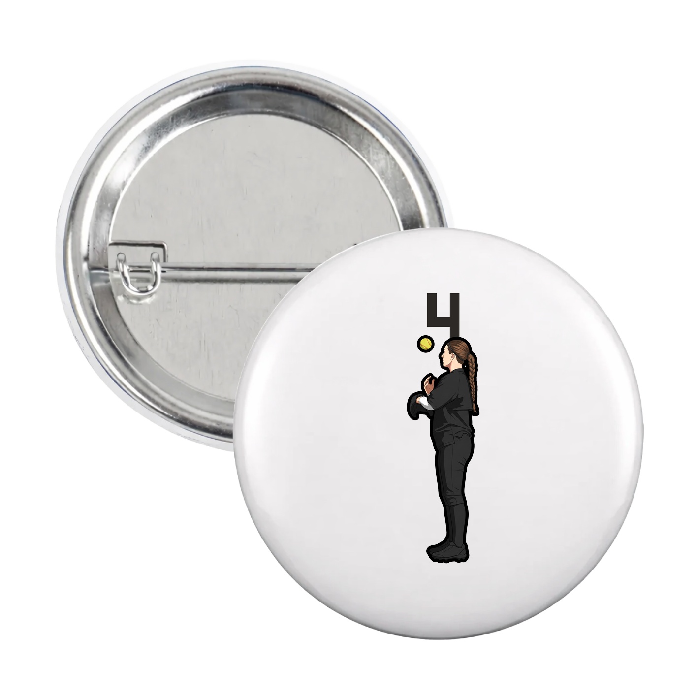Game Day Button — Number Top in White