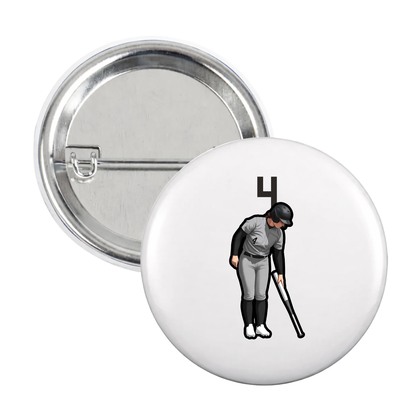 Game Day Button — Number Top in White