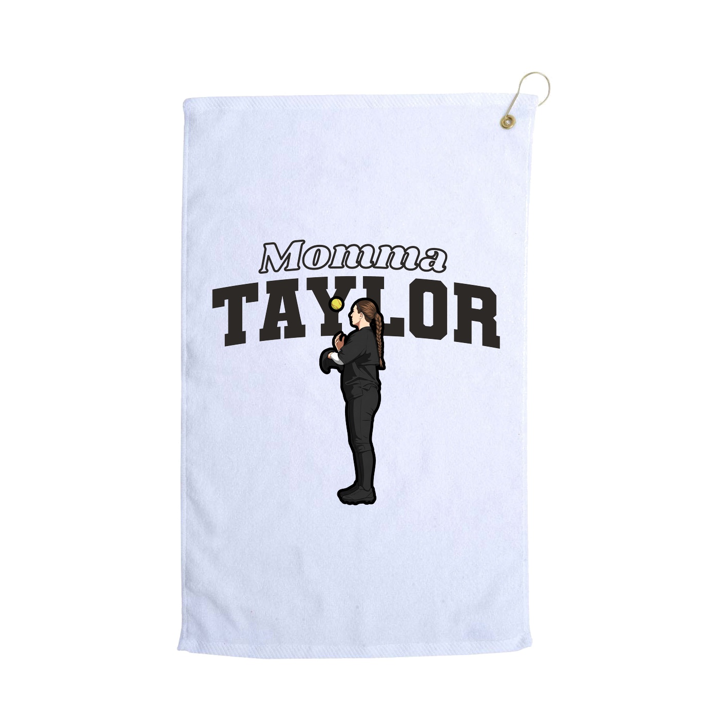 Golf Towel — Mothers Day Block in White