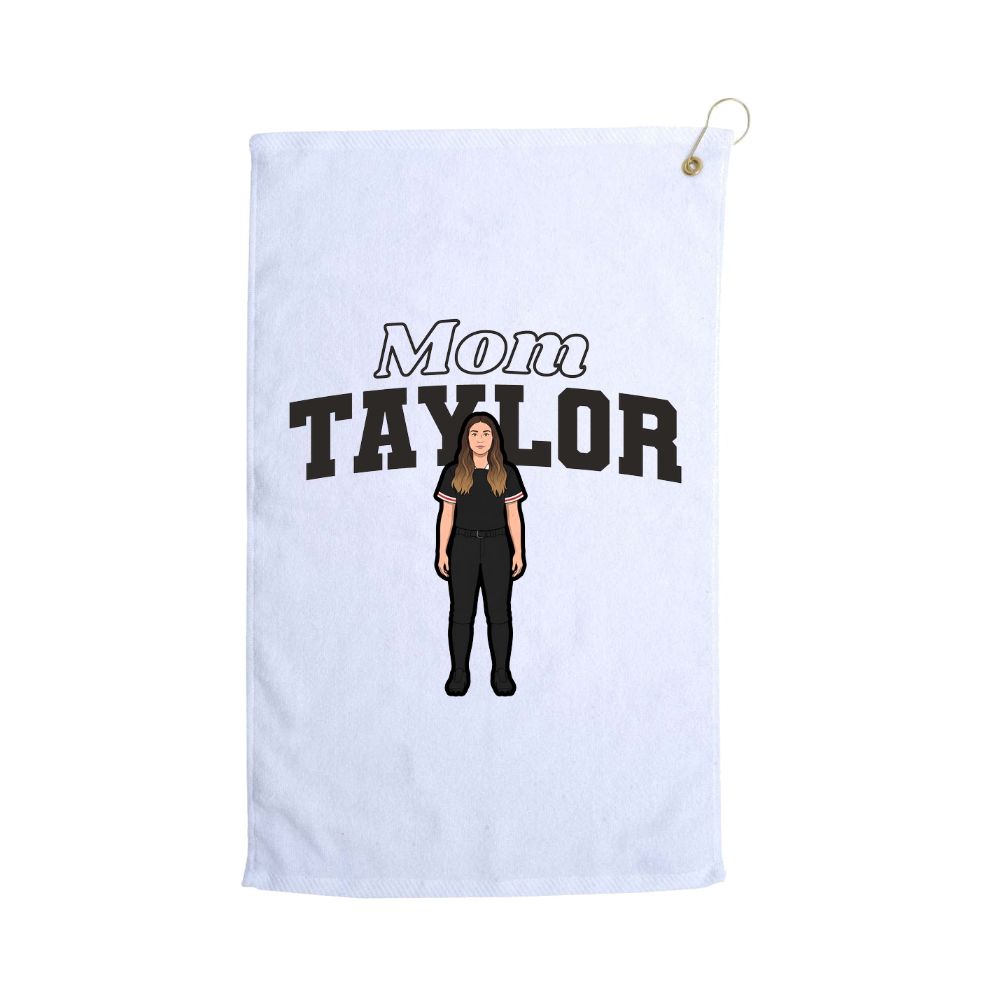 Golf Towel — Mothers Day Block in White