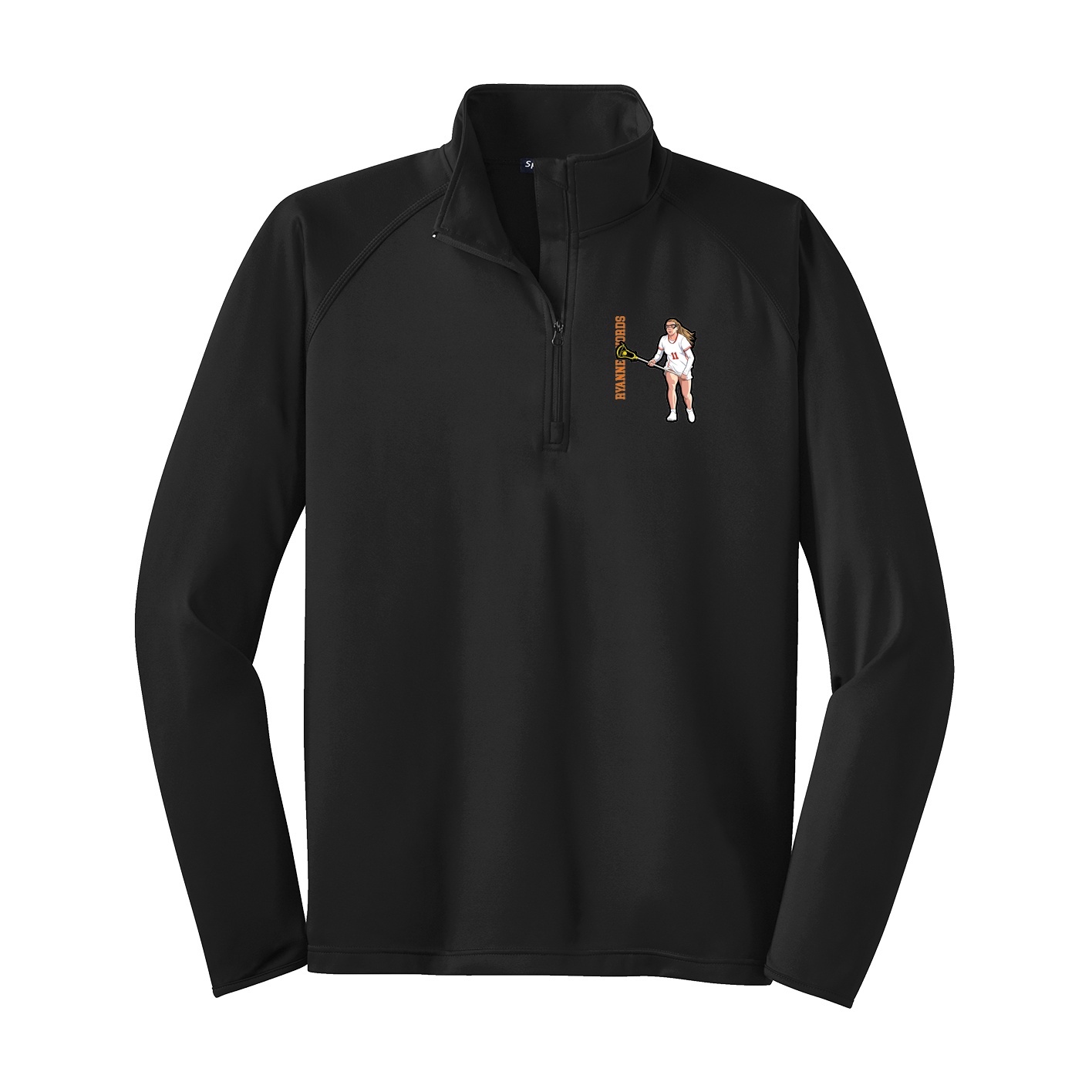 Q-Zip Pullover — Name Vertical in Black