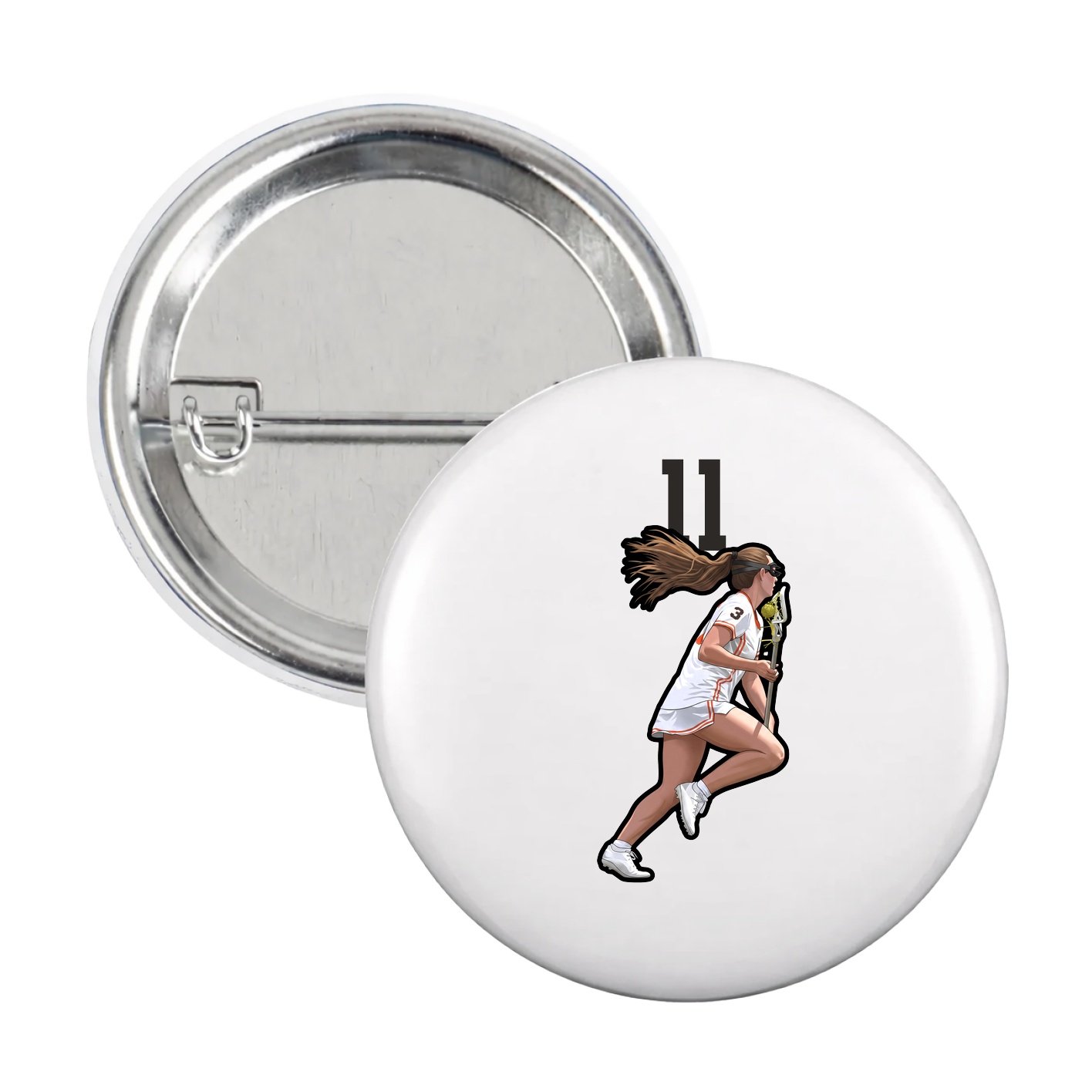 Game Day Button — Number Top in White