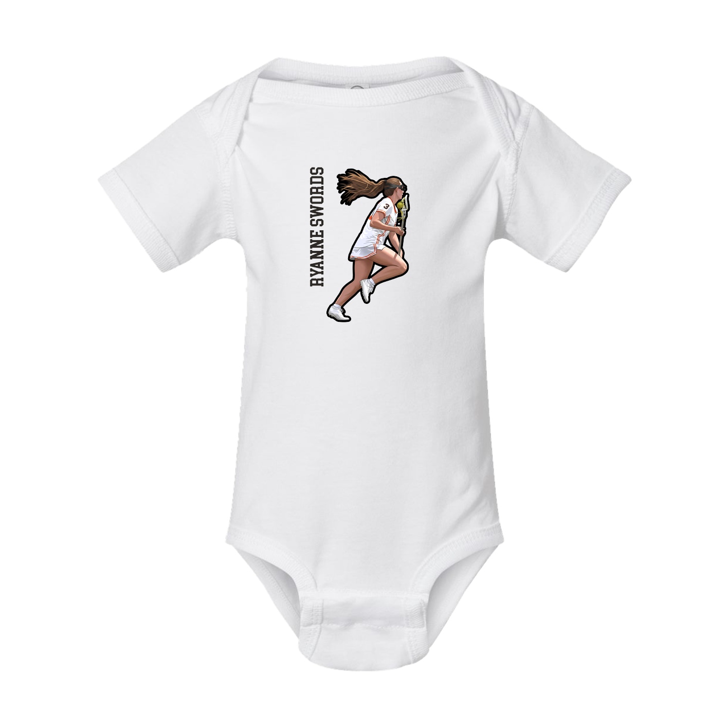 Baby Onesie — Name Vertical in White