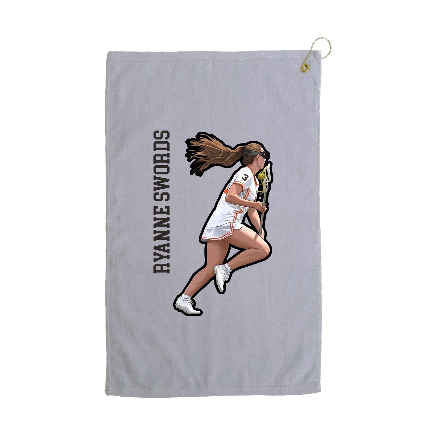 Golf Towel — Name Vertical in Grey