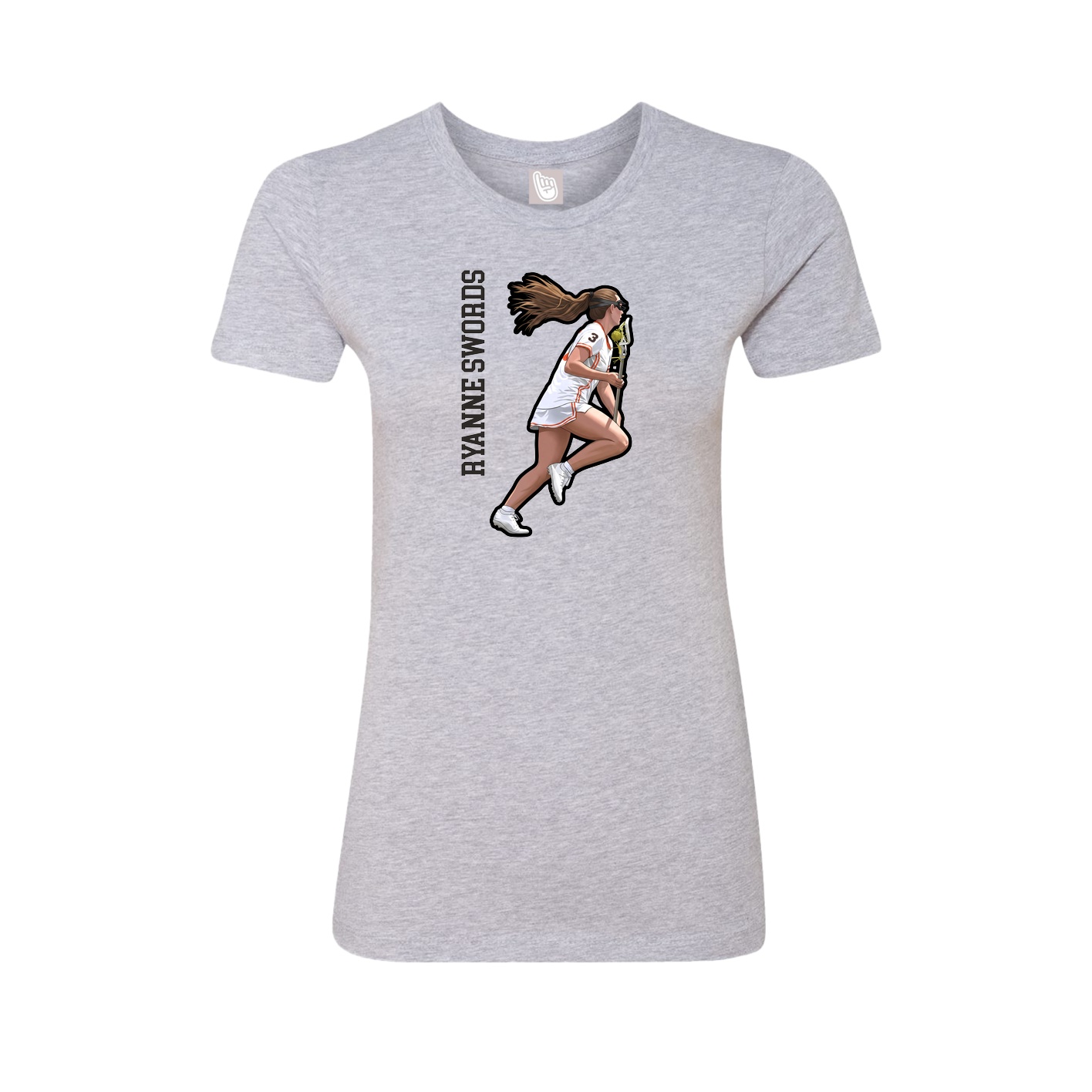Womens Tee — Name Vertical in Grey