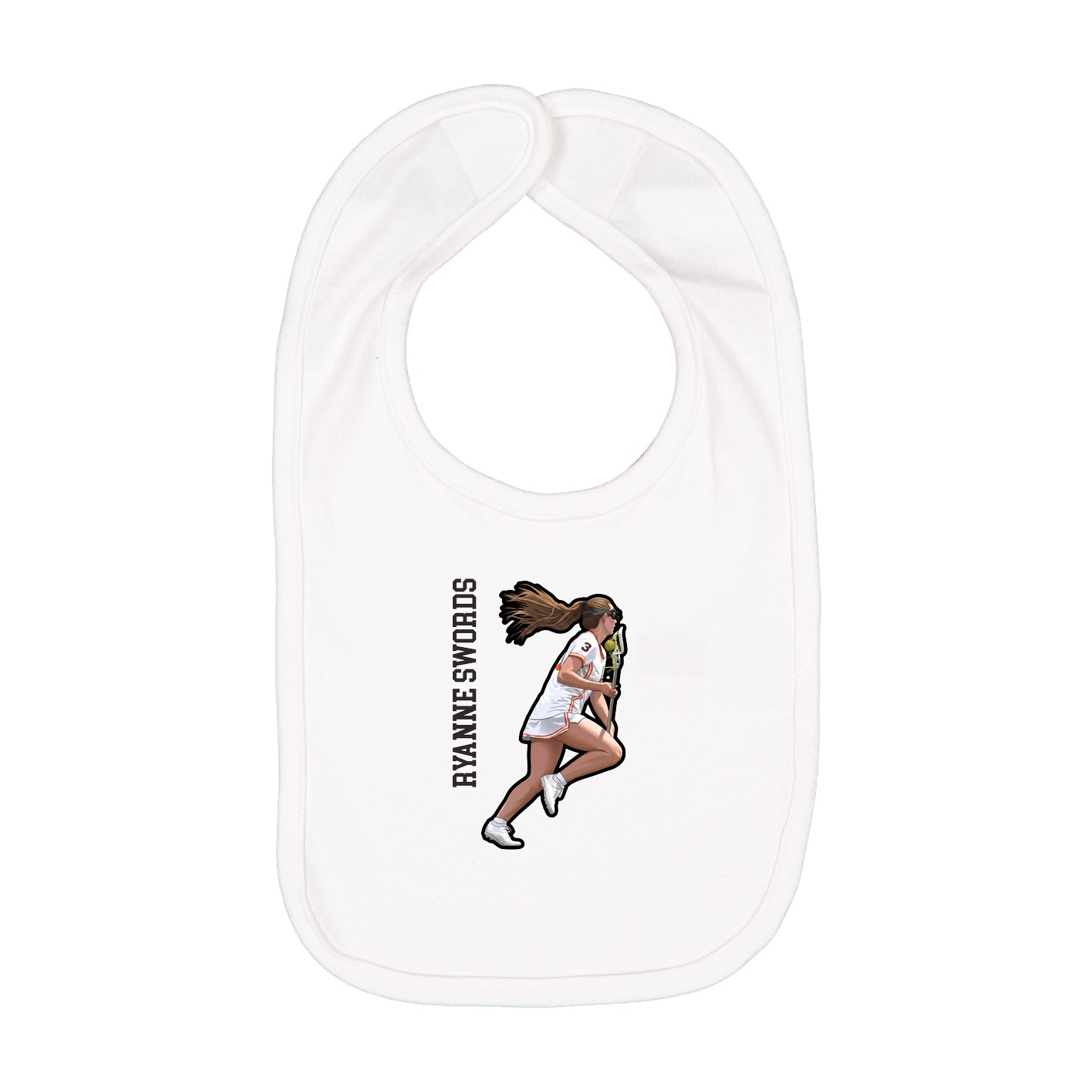 Infant Bib — Name Vertical in White