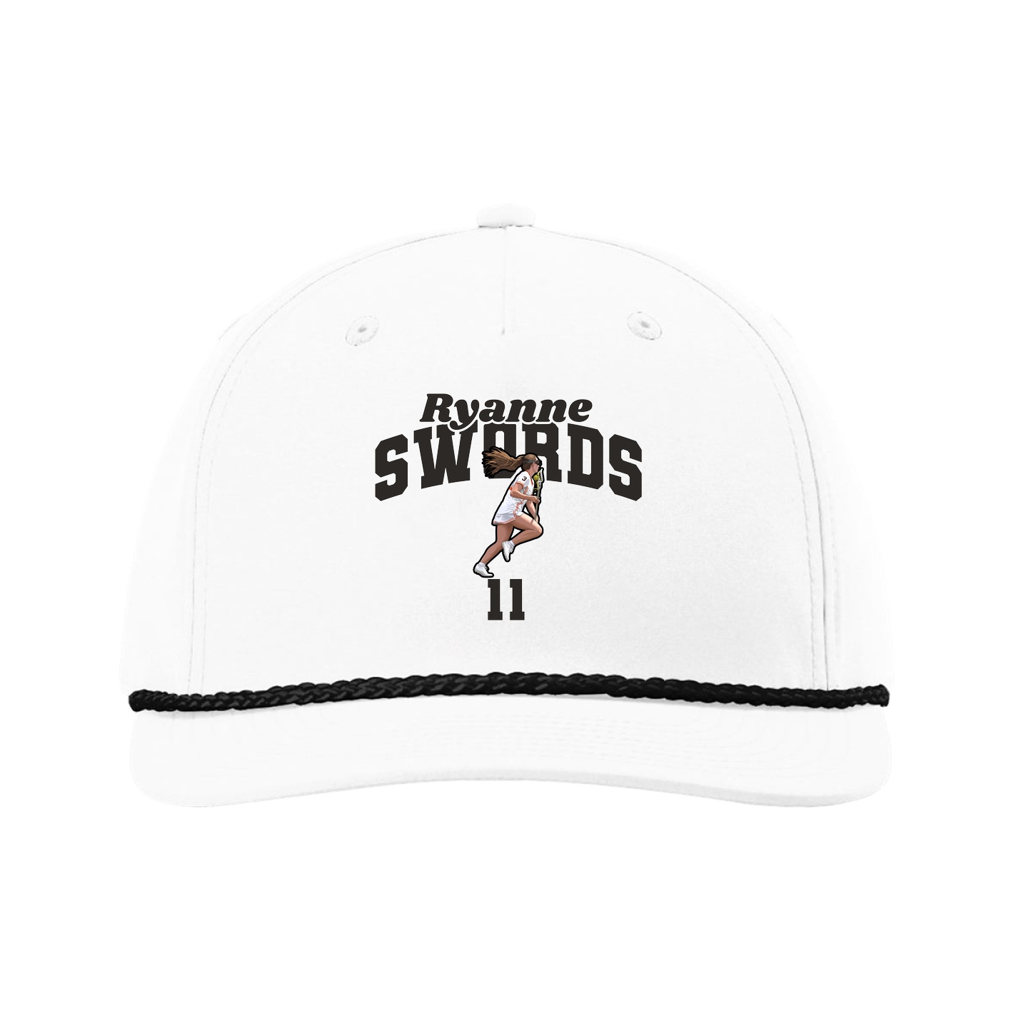 Five-Panel Classic Rope Cap — Signature Arch in White