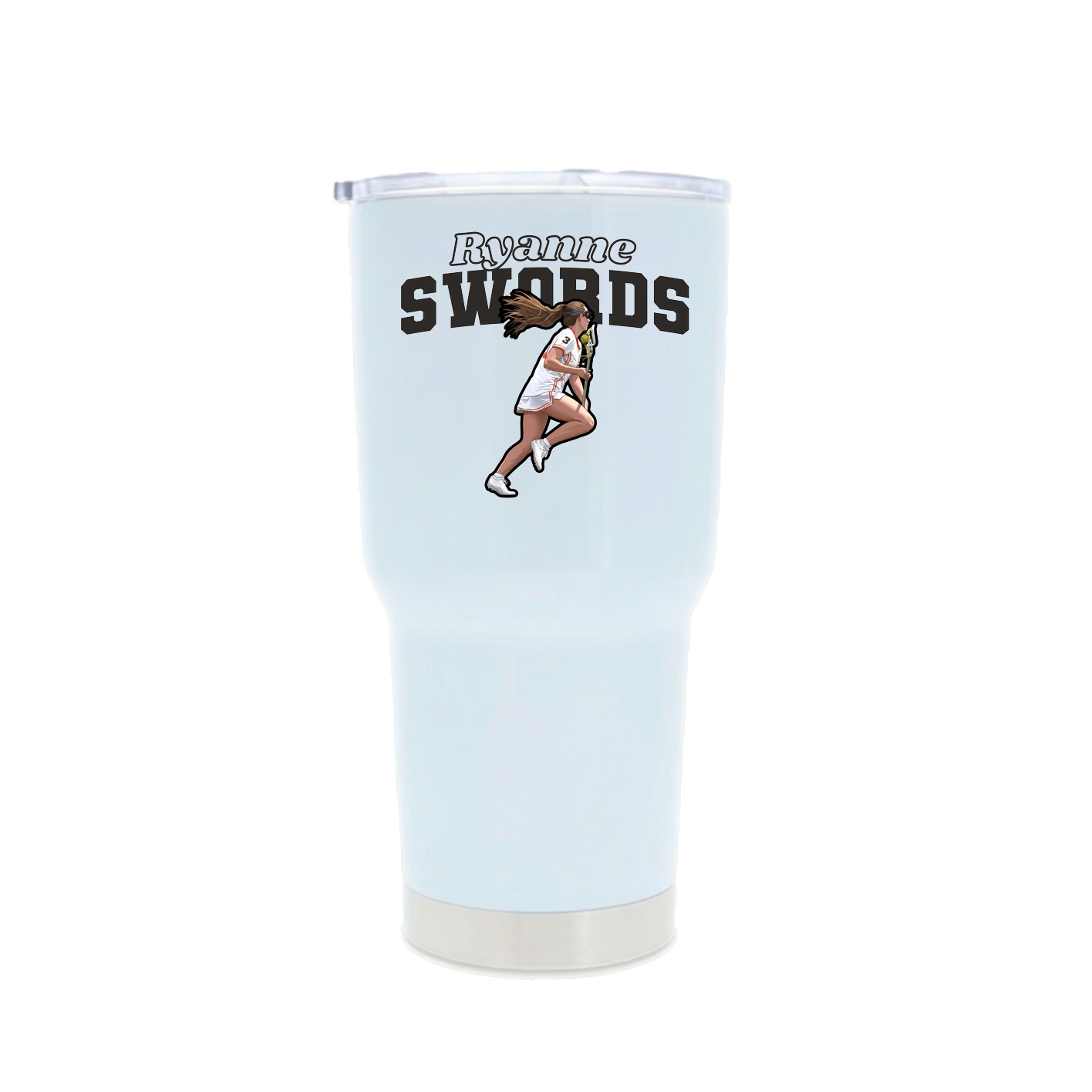 30oz Stainless Steel Tumbler — Name Arch in White
