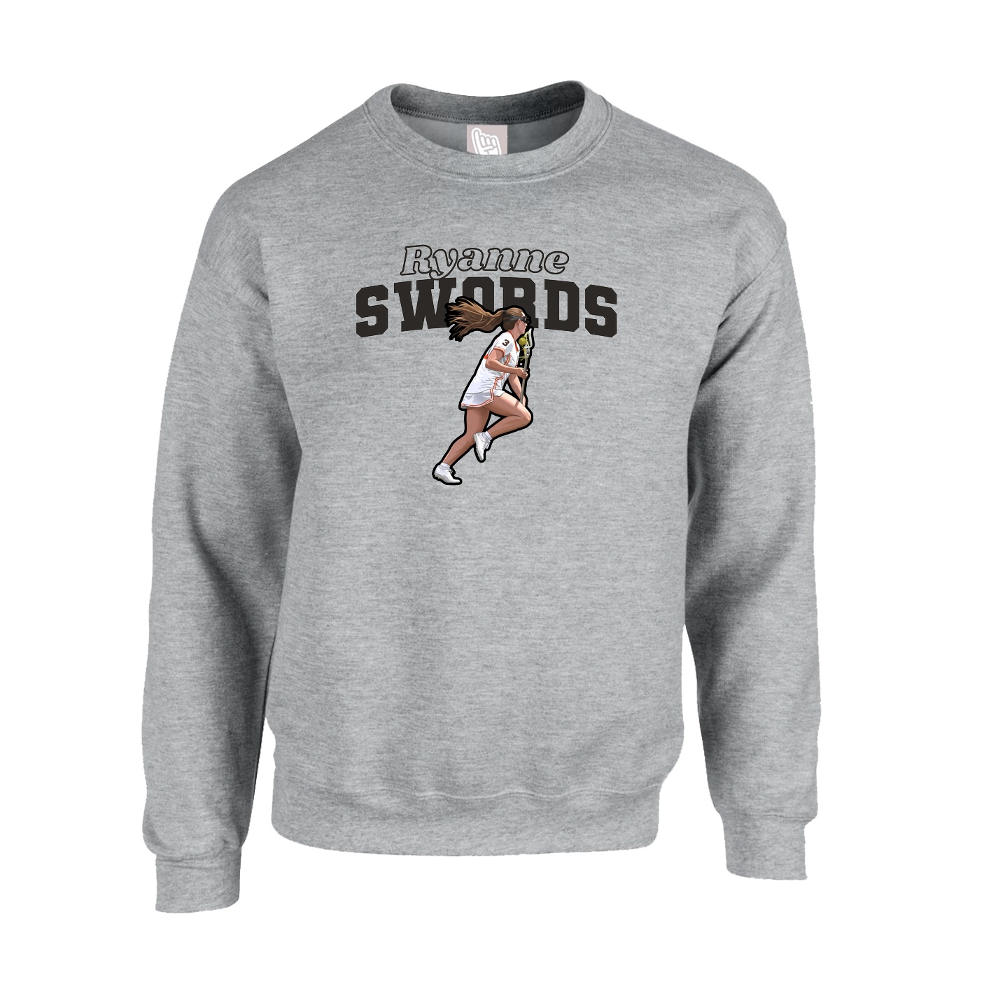 Fleece Crew — Name Arch in Grey