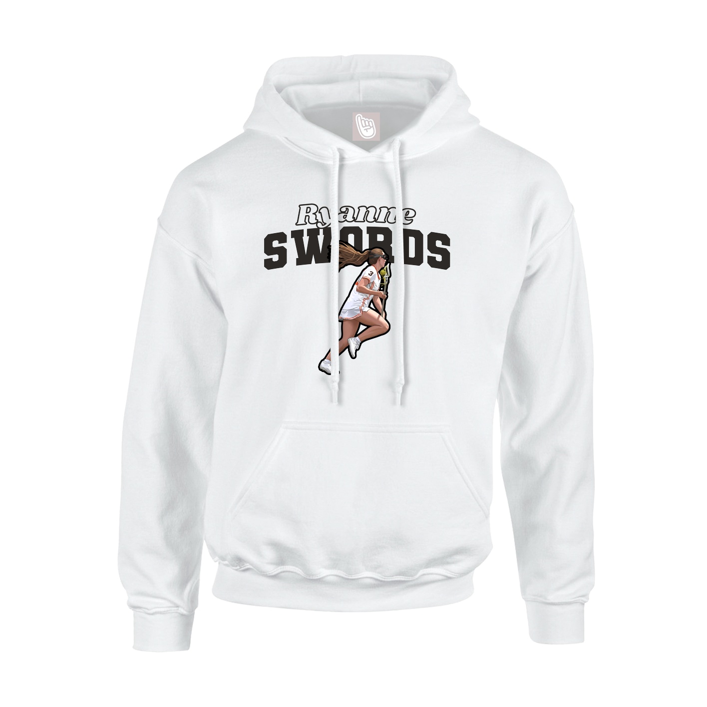Youth Hoodie — Name Arch in White