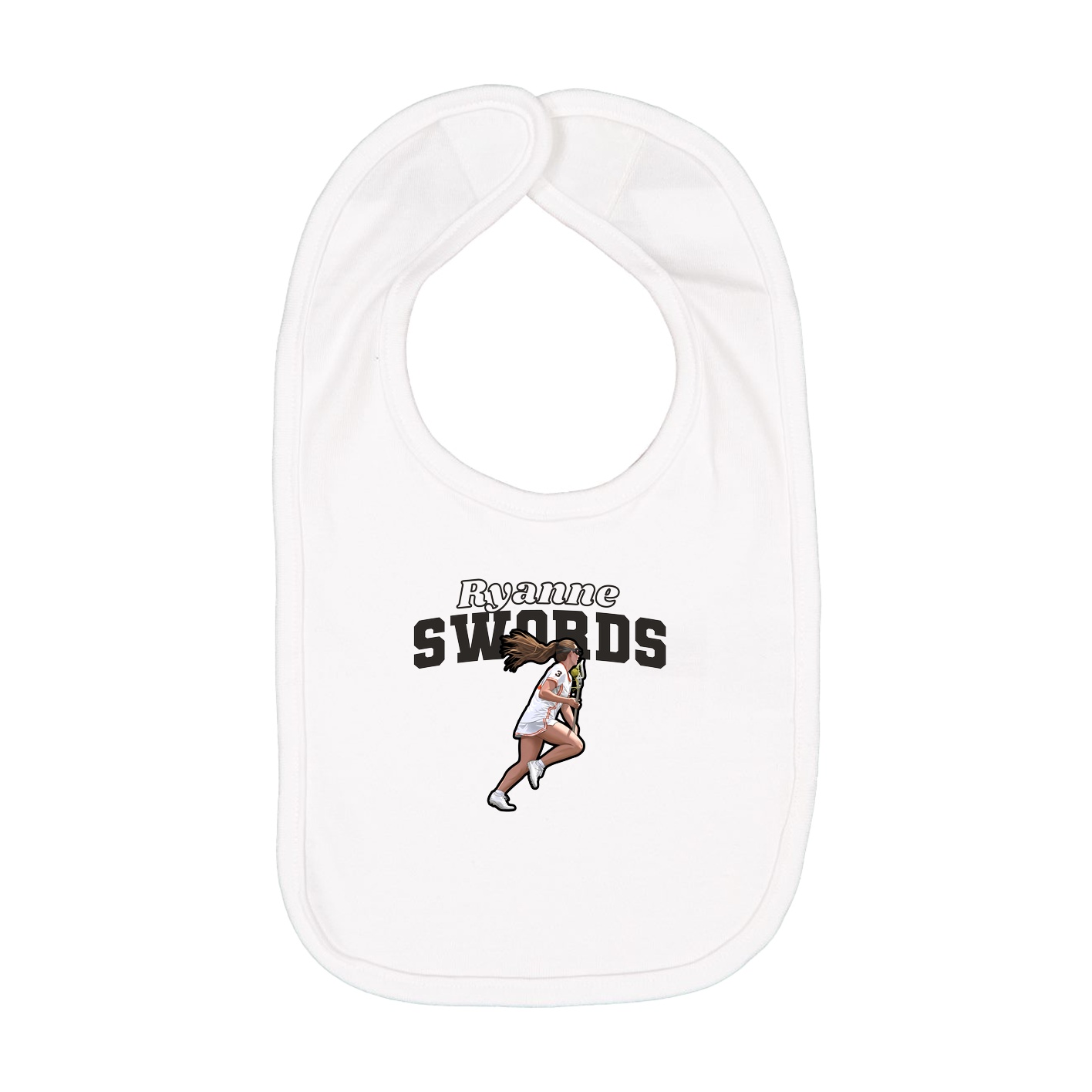 Infant Bib — Name Arch in White