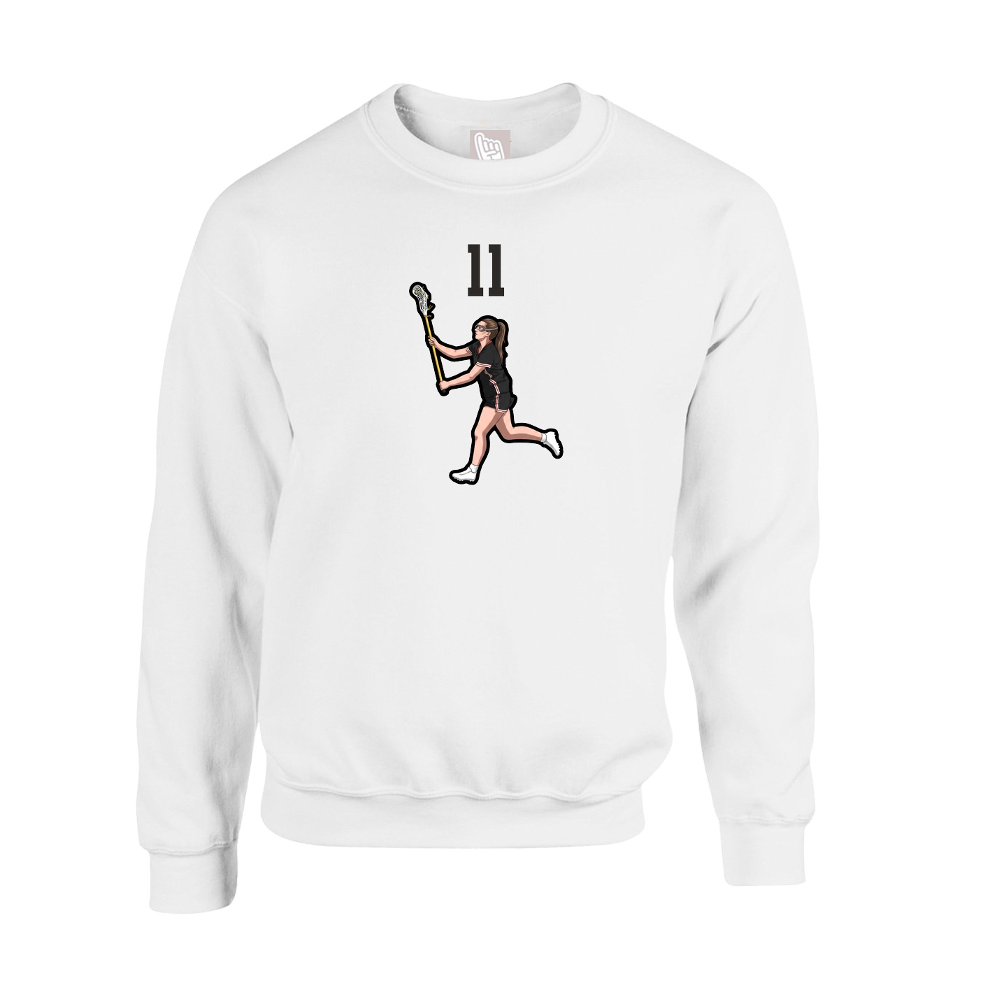Fleece Crew — Number Top in White
