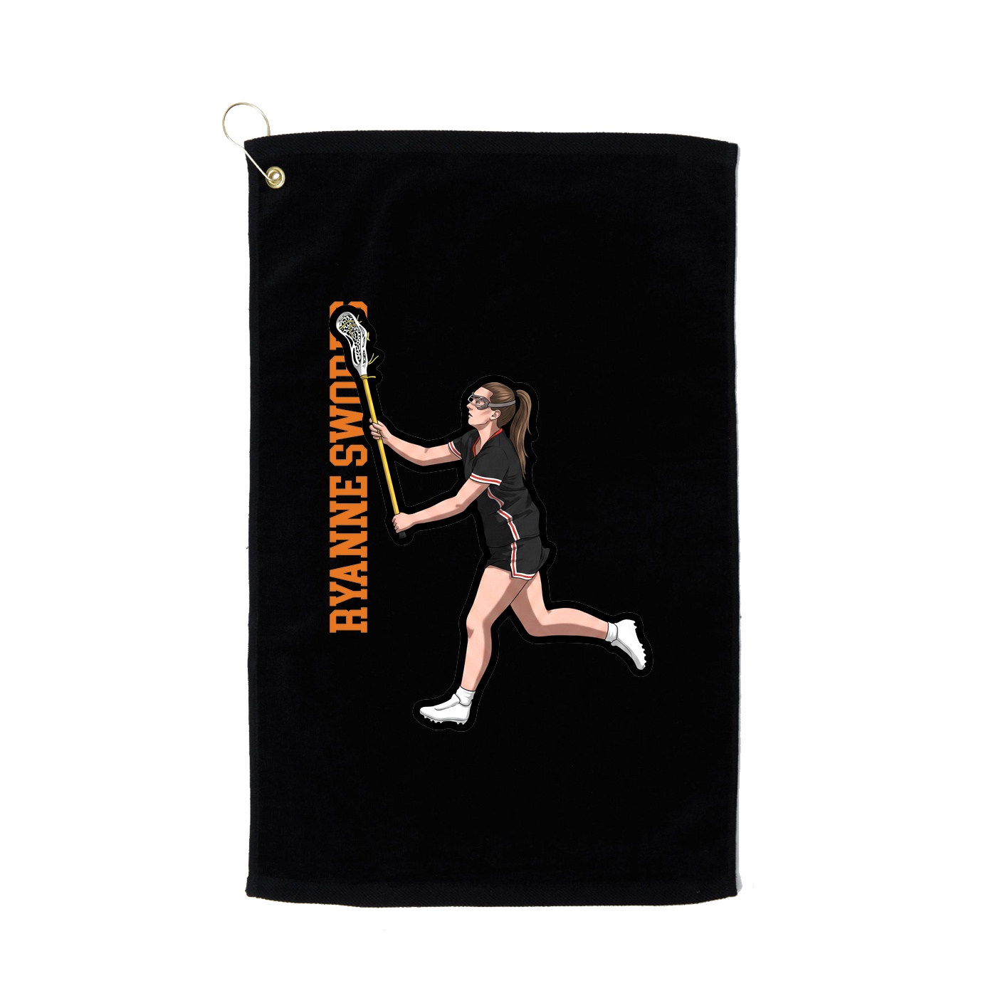 Golf Towel — Name Vertical in Black