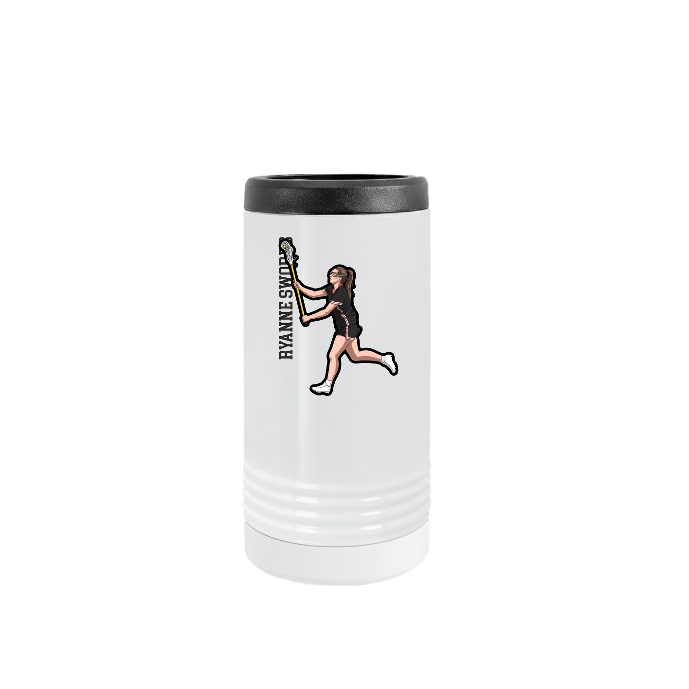 Slim Beverage Holder — Name Vertical in White