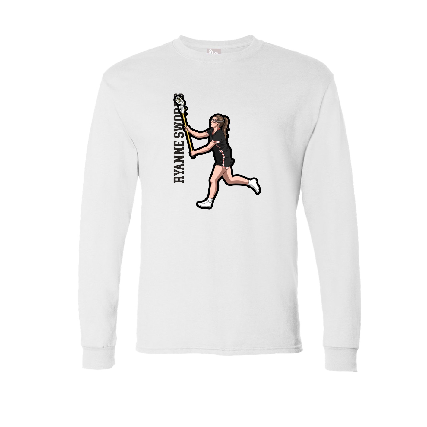 Long Sleeve Tee — Name Vertical in White