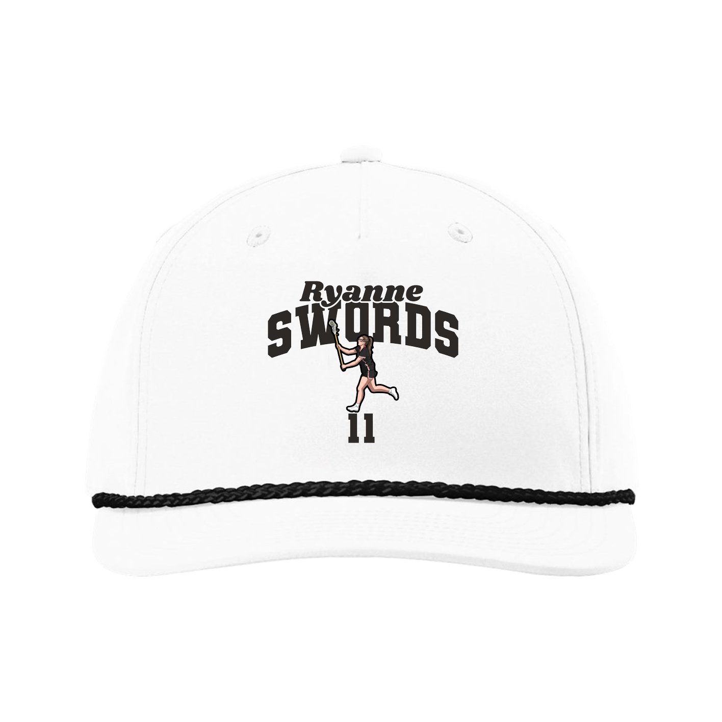 Five-Panel Classic Rope Cap — Signature Arch in White