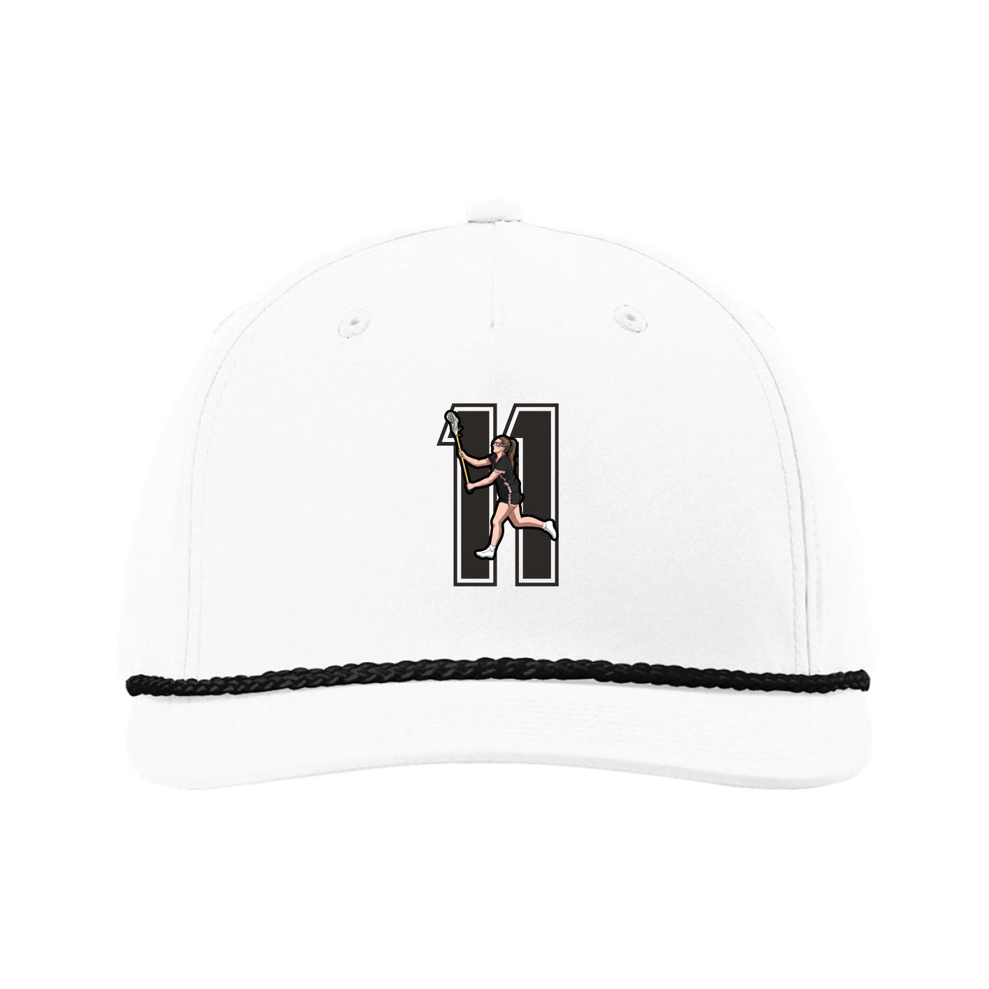 Five-Panel Classic Rope Cap — Number in White